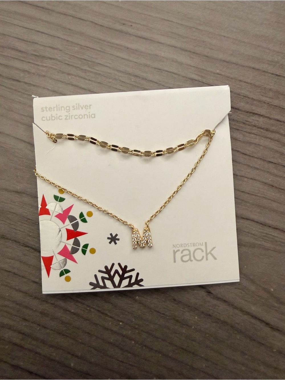 Sterling Silver Cubic Zirconia M Necklace